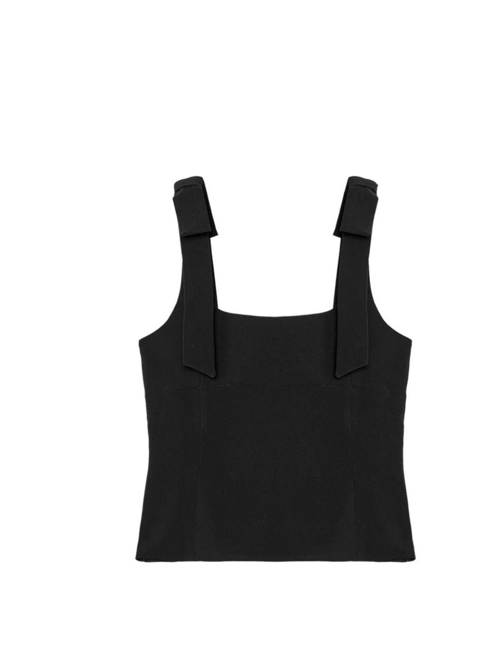 Zara Black Square-Neck Tank with Knot Detail Straps